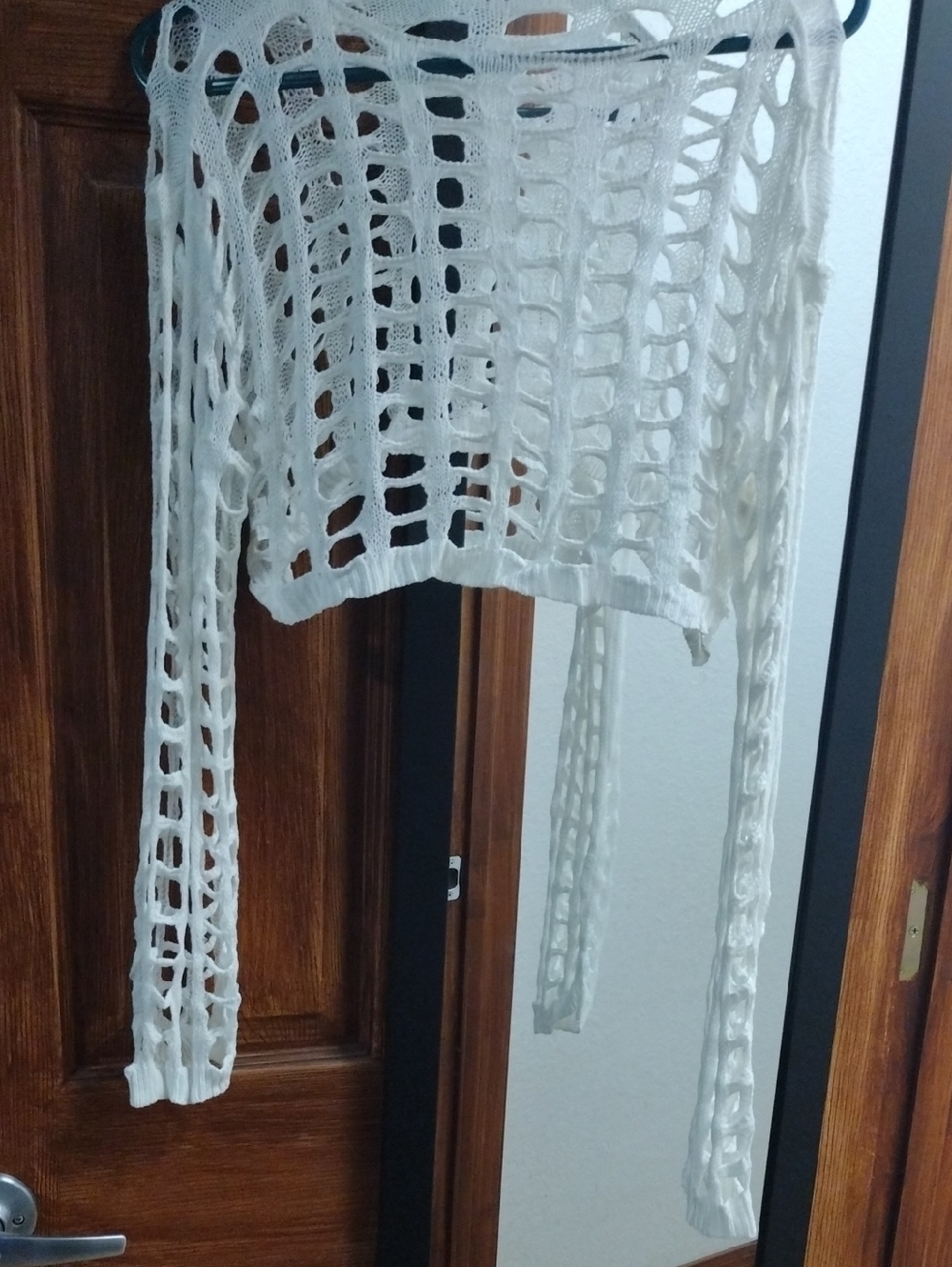 White Open-Knit Cropped Sweater